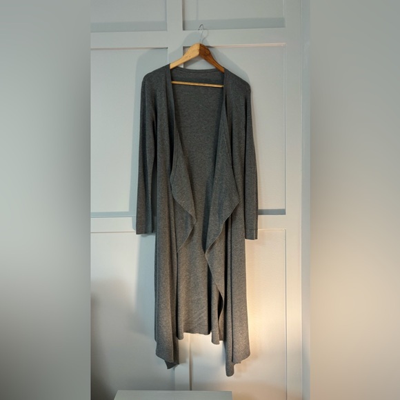 White House Black Market Sweaters - White House Black Market Elegant Gray Women's Waterfall Ribbed Cardigan